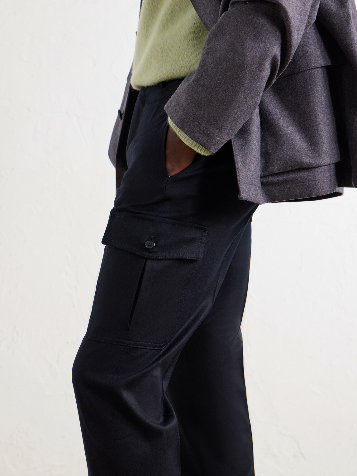 Slowear - Incotex Tapered Wool-Blend Flannel Cargo Trousers - Blue