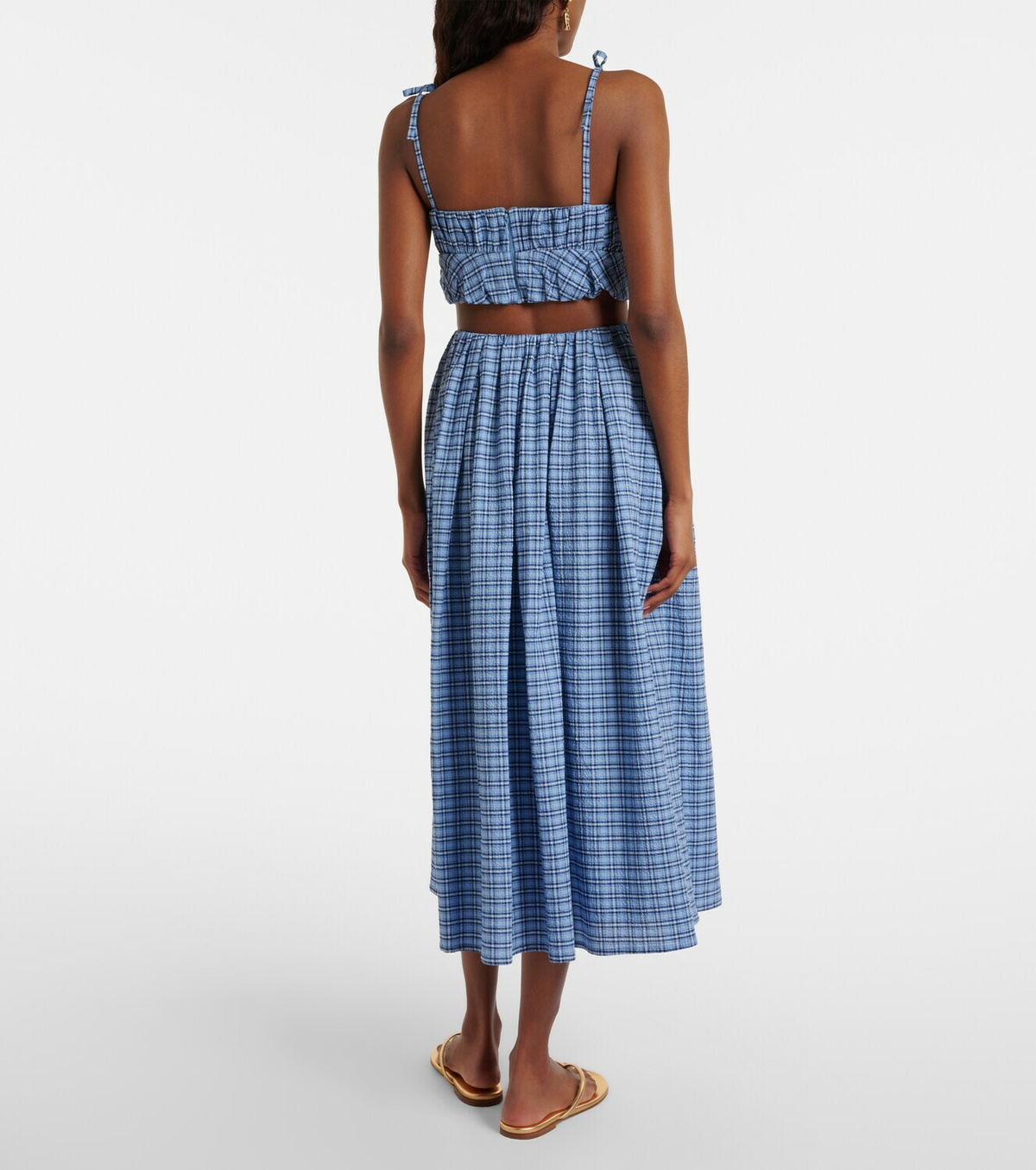 Faithfull Agora checked cotton midi skirt