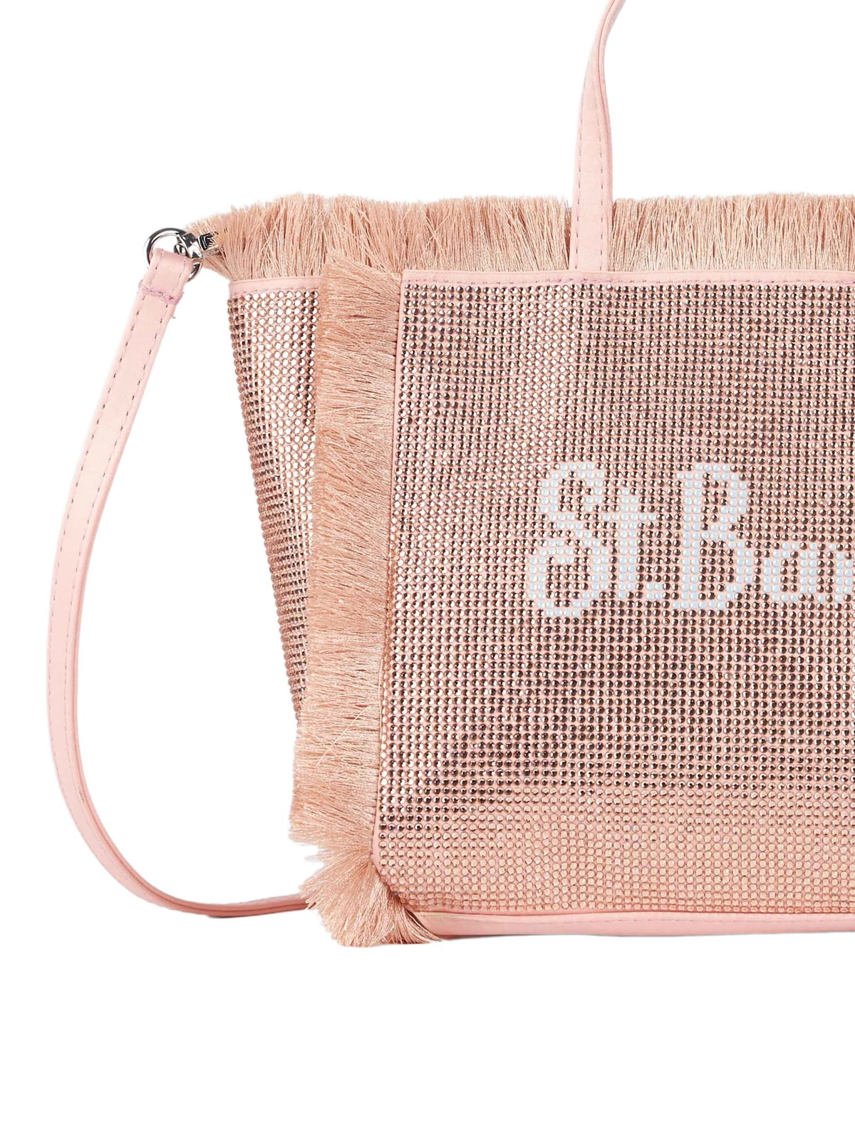 MC2 Saint Barth Mini Vanity Fringed Bag With Rose Gold Rhinestones
