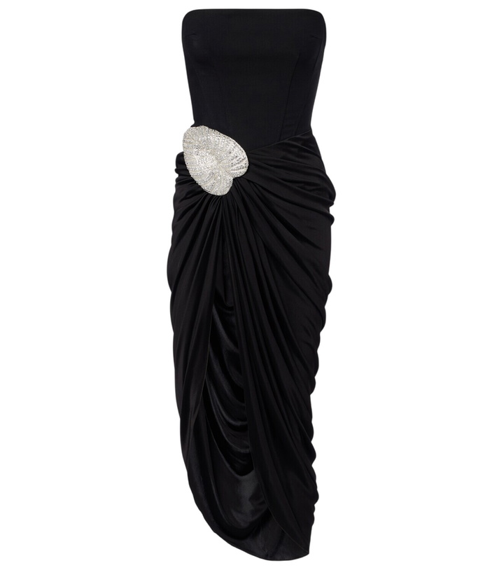 Photo: David Koma Embellished draped wool-blend corset dress