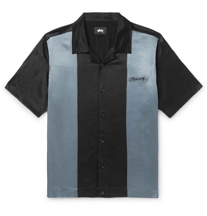 Photo: Stüssy - Camp-Collar Two-Tone Satin Shirt - Black