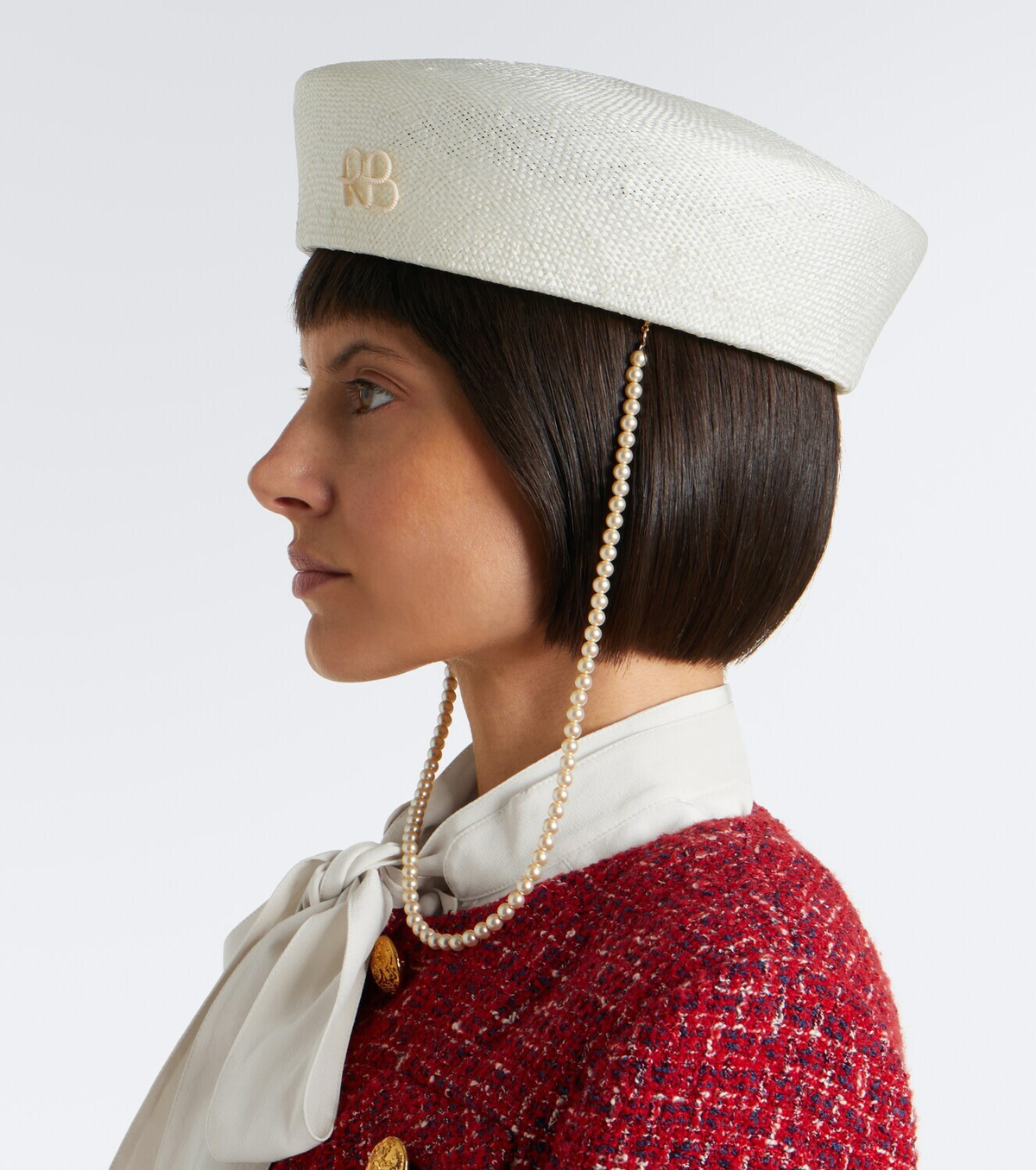 Ruslan Baginskiy Faux-pearl straw hat