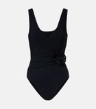Karla Colletto Rosetta floral-appliqué swimsuit