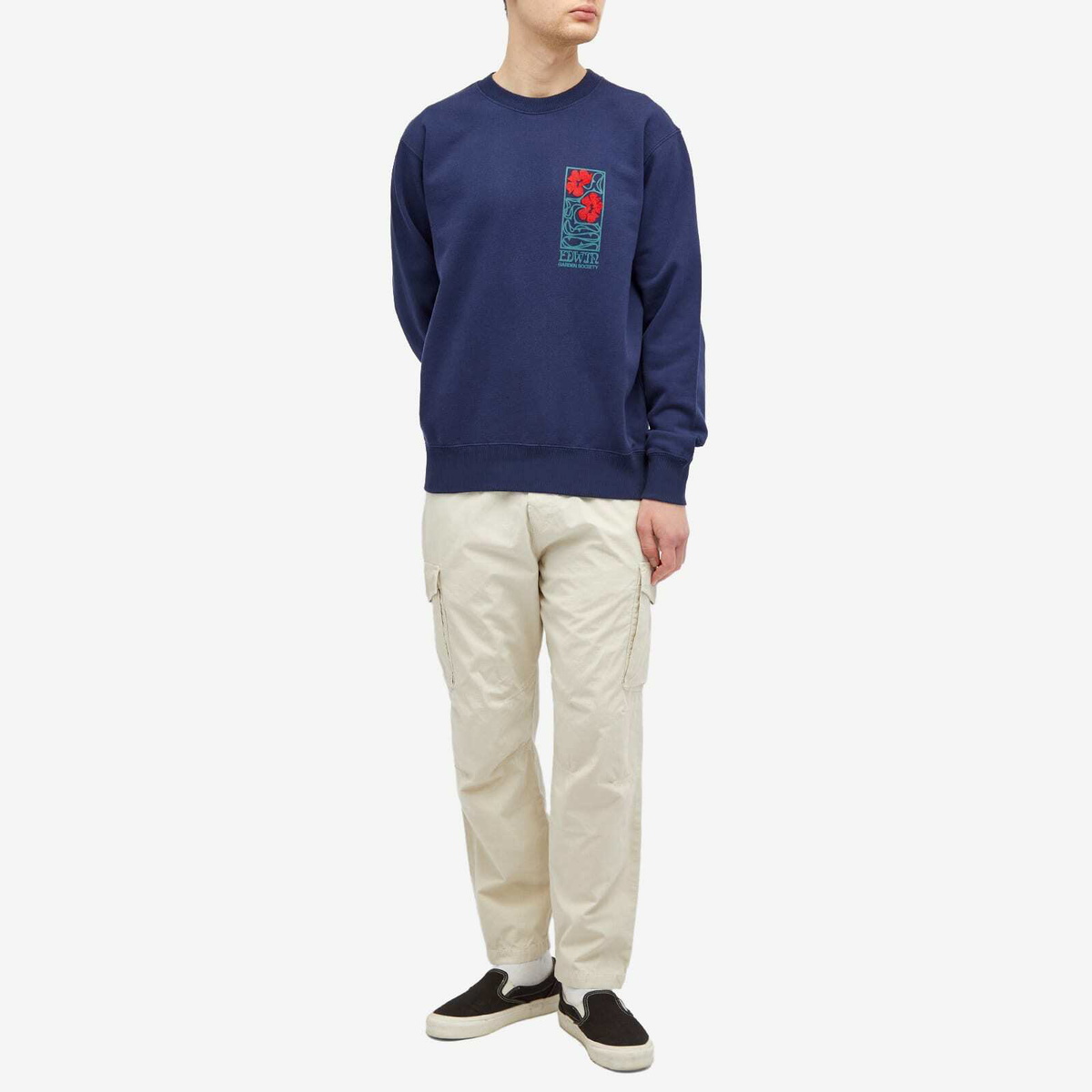 Edwin Men's Garden Society Crew Sweater in Maritime Blue