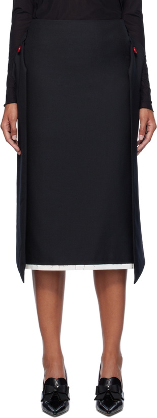 Photo: AO Yes Black Low Waist Knot Straight Midi Skirt