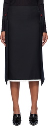 AO Yes Black Low Waist Knot Straight Midi Skirt