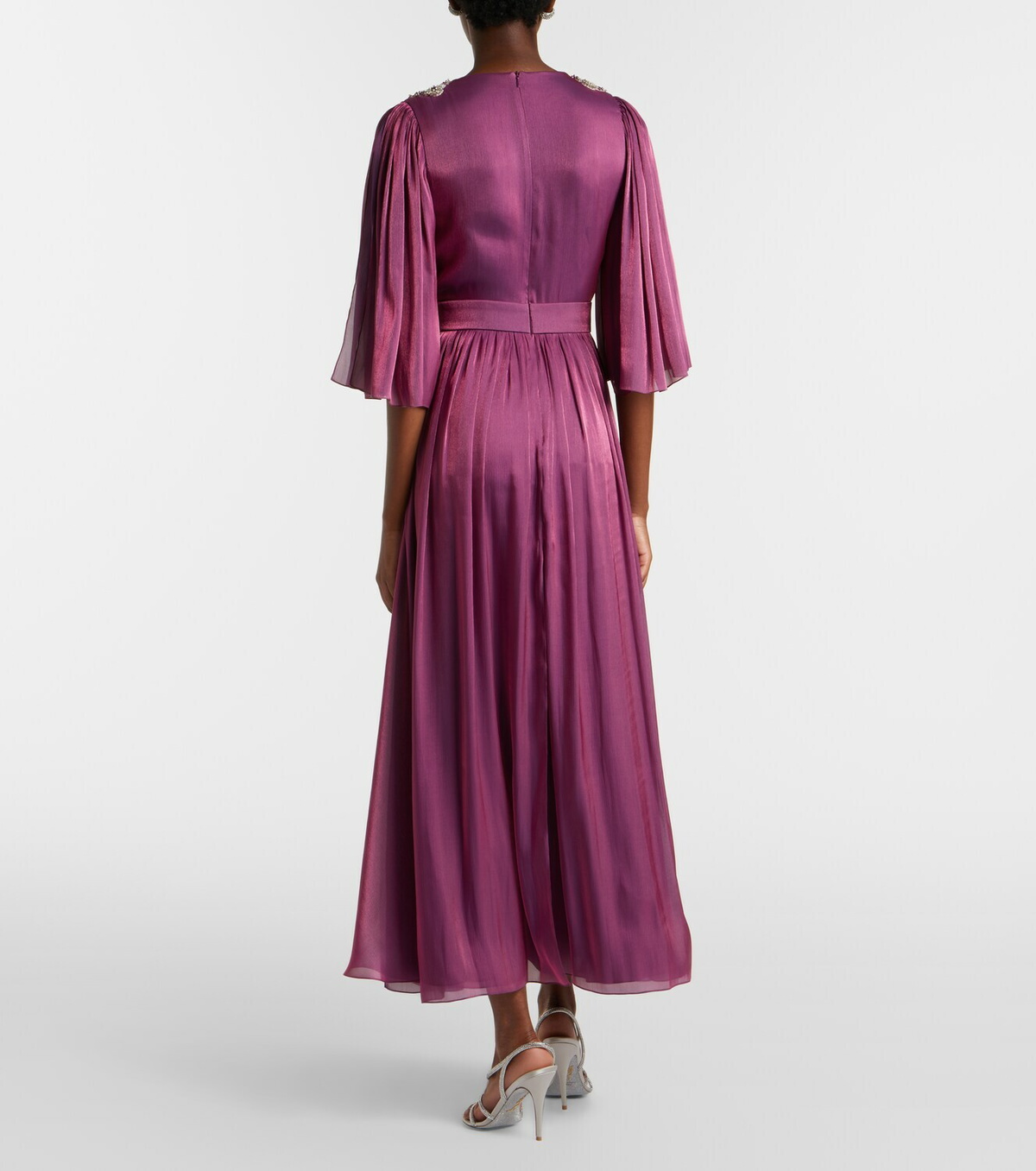 Costarellos Embellished Lurex georgette gown