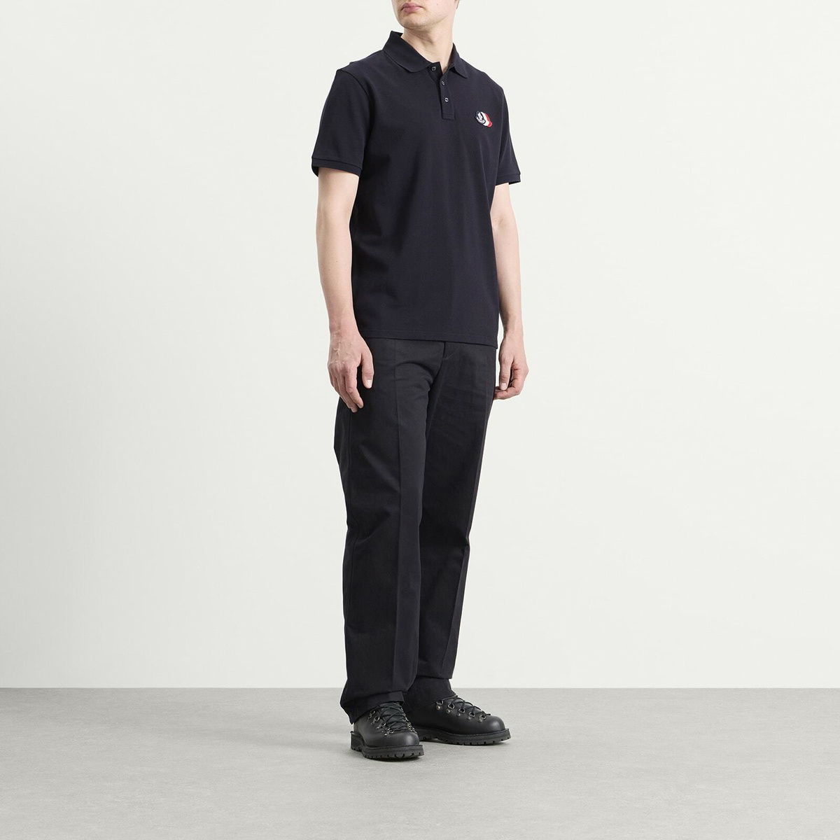 Moncler Men's Cotton Pique Logo Polo in Navy