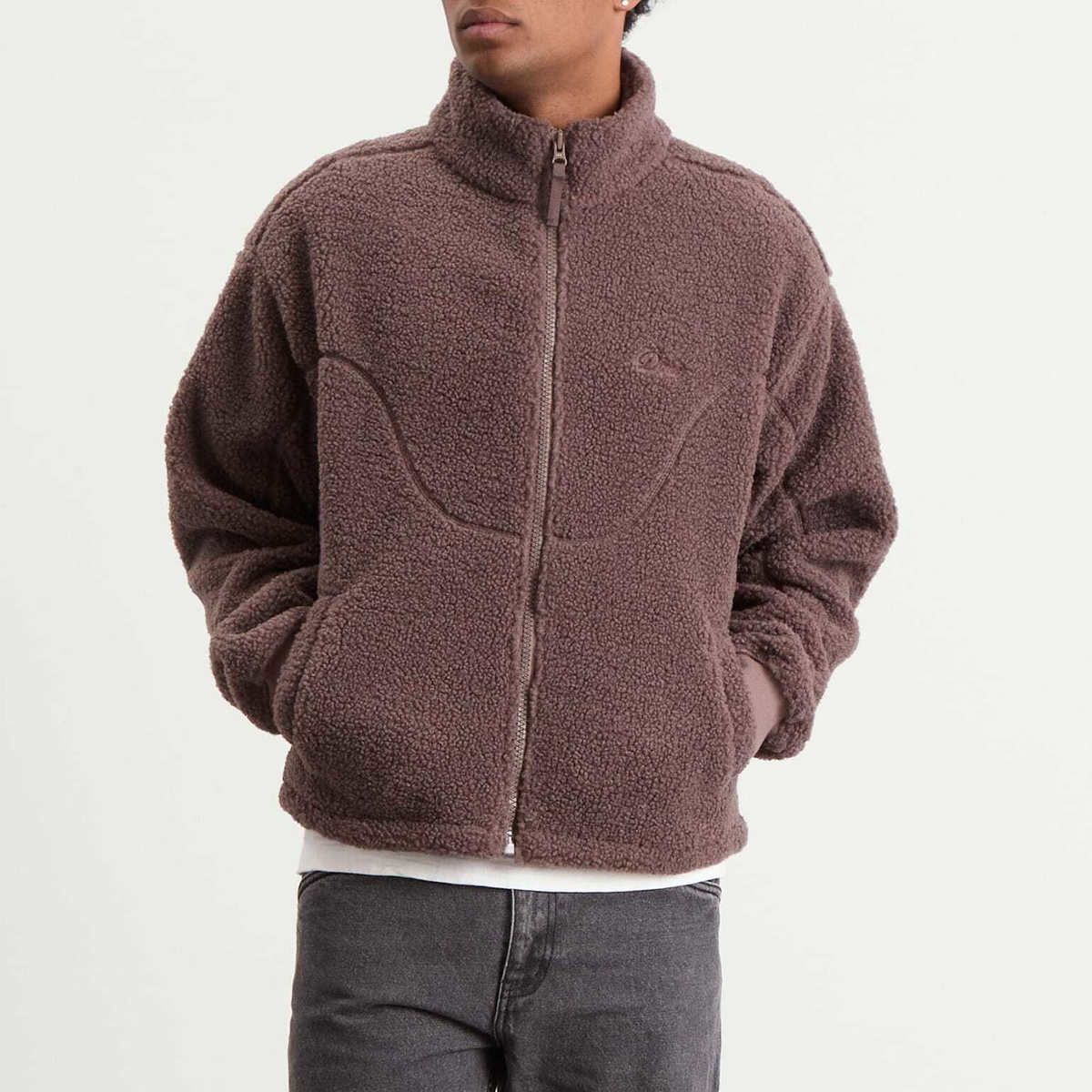 Dime Men's Polar Fleece Sherpa Zip Jacket in Mocha