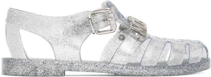 Moschino logo-lettering jelly sandals - White