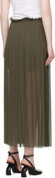 AMI Paris Khaki Pleated Midi Skirt