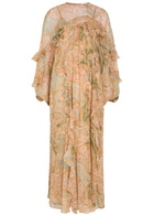 Zimmermann Luna Flutter Paisley Ruffled Silk Midi Dress Sage