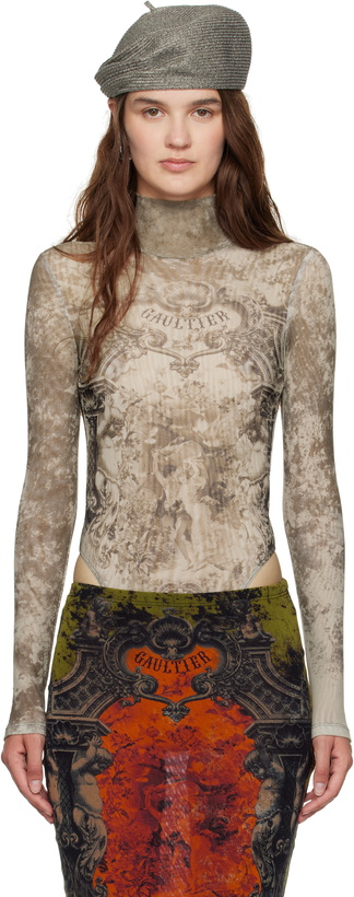 Photo: Jean Paul Gaultier Beige 'The Médaillon' Open Back Bodysuit
