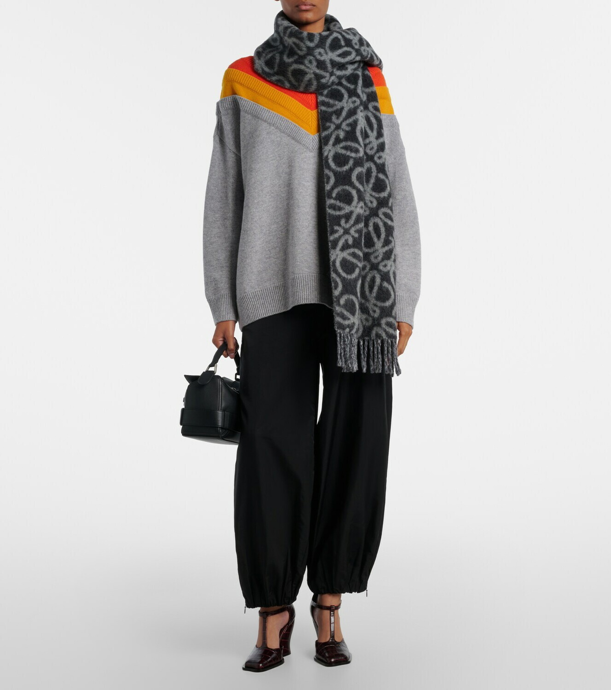 Loewe Anagram alpaca and wool-blend scarf