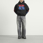 Rhude Men's Split Petrol Logo Hoodie in Vintage Black/Red/Blue