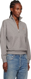 Maison Kitsuné Gray Half Zip Baby Fox Patch Sweatshirt