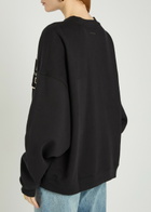Anine Bing Miles Logo-appliquéd Cotton Sweatshirt Black