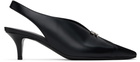 Courrèges Black Leather Slingback Heels