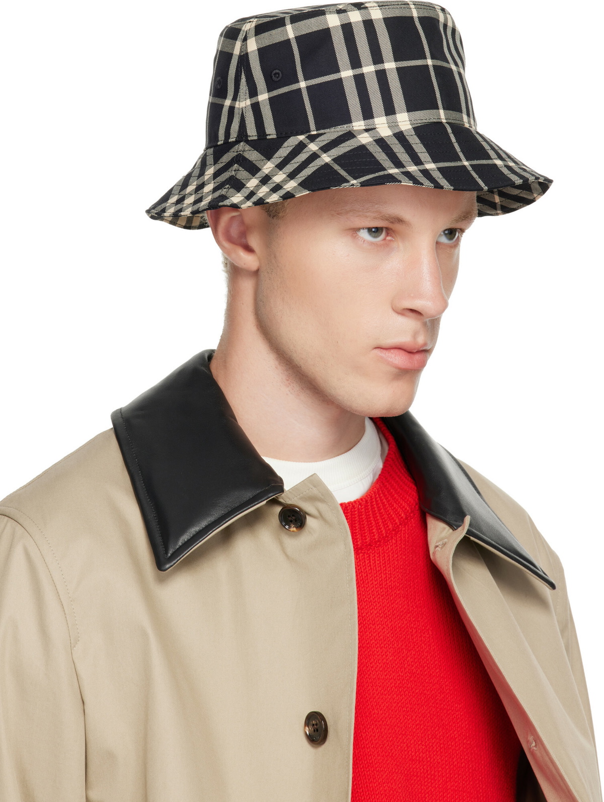 Burberry Black Check Cotton Bucket Hat