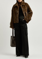 Meotine Kelly Cropped Faux fur Jacket Brown