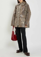 Ganni Leopard-print Waxed Canvas Coat