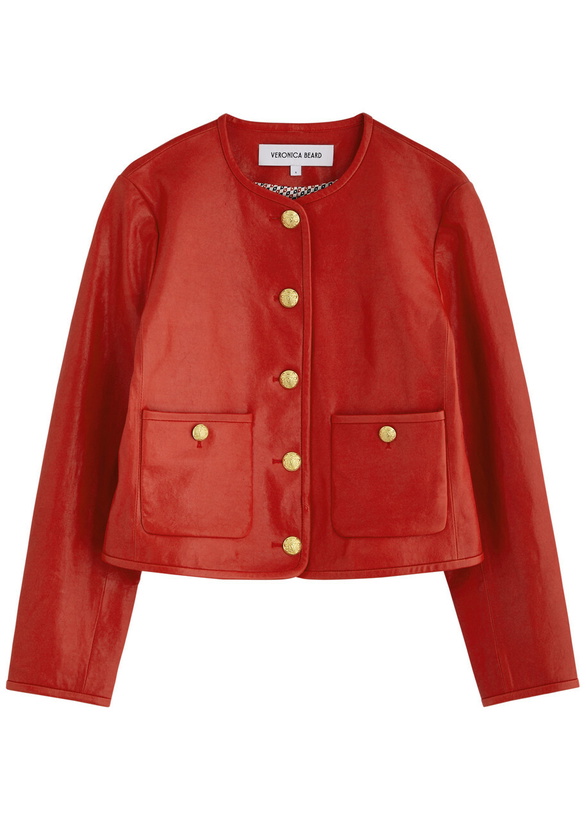 Photo: Veronica Beard Andrea Leather Jacket Red