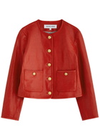 Veronica Beard Andrea Leather Jacket Red