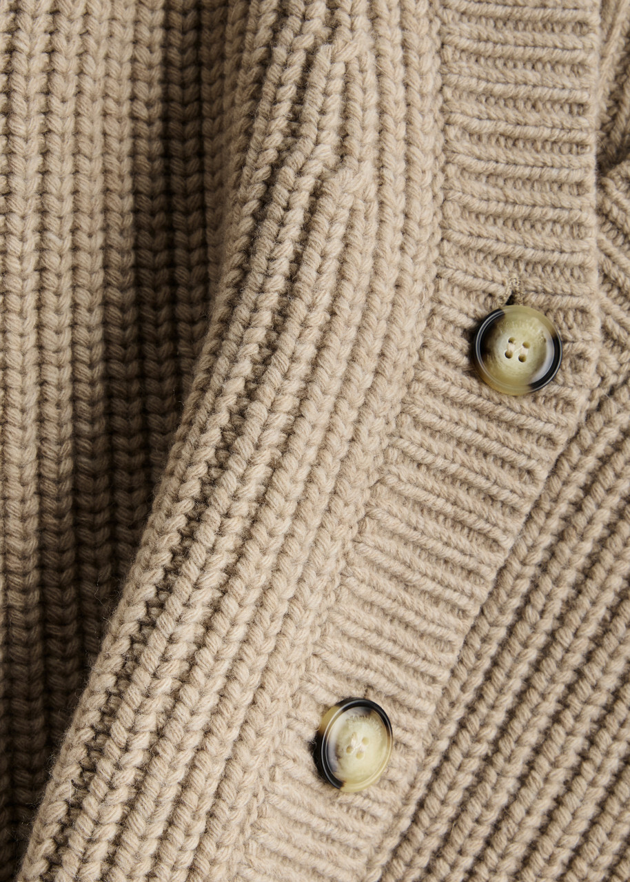 Nanushka Karolin Ribbed Wool-blend Cardigan Ecru