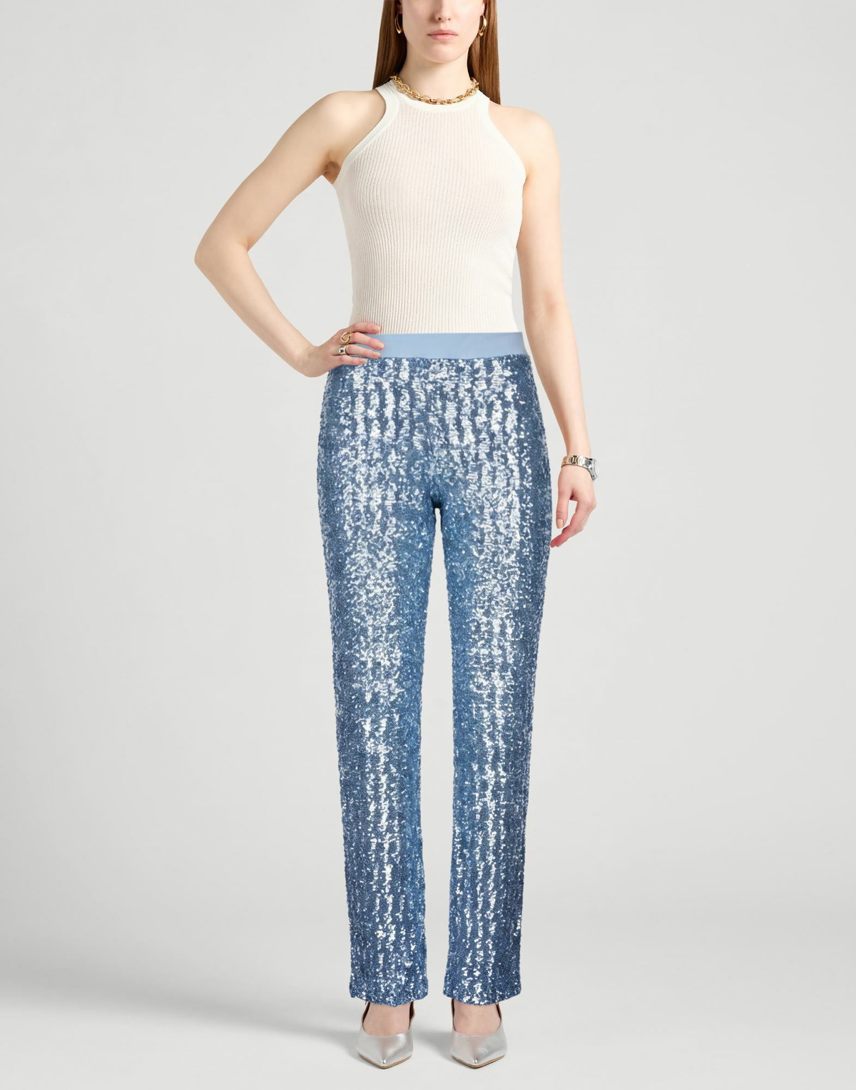 Chiara Boni La Petite Robe Womens Pants Light in Blue