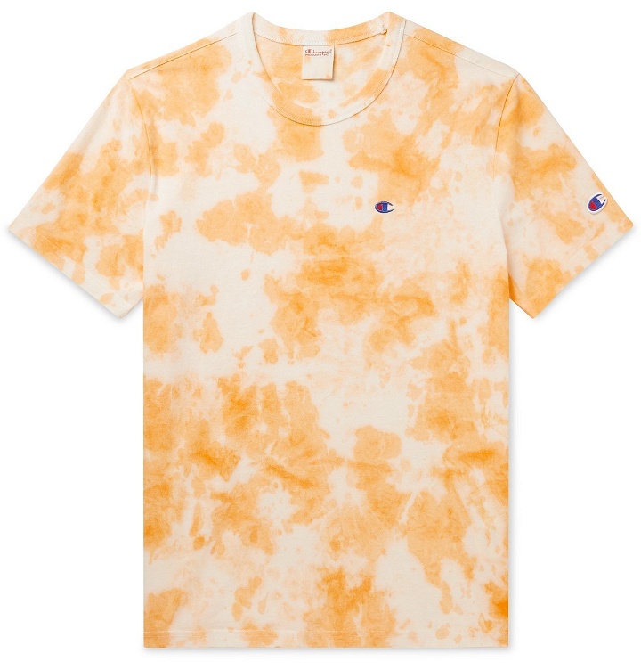 Photo: Champion - Logo-Embroidered Tie-Dyed Cotton-Jersey T-Shirt - Orange