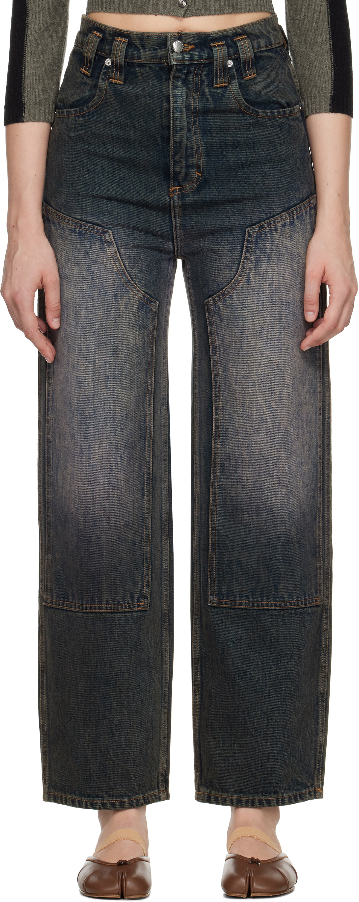 Eckhaus Latta Blue Double Knee Baggy Jeans