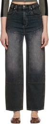 Eckhaus Latta Blue Double Knee Baggy Jeans