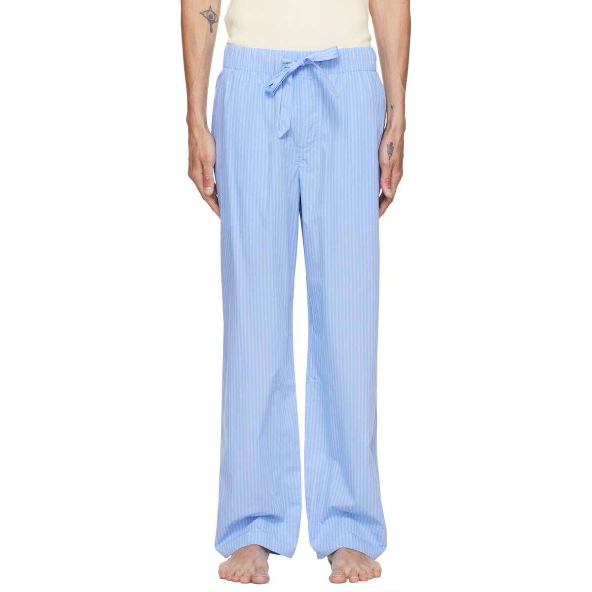 Tekla Blue Poplin Pyjama Pants