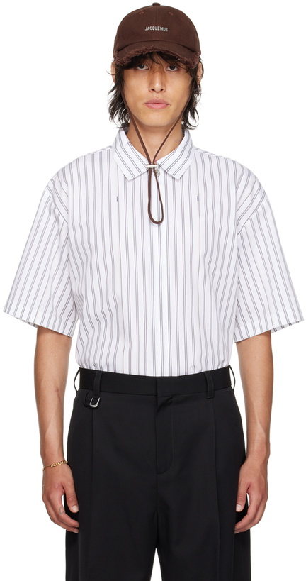 Photo: JACQUEMUS White & Beige Les Classiques 'La Chemise' Shirt