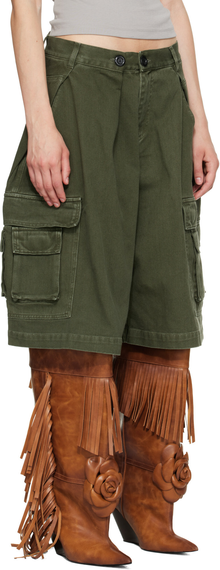 ABRA Khaki Cotton Cargo Shorts