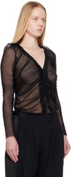 AARON ESH Black Ruched Blouse