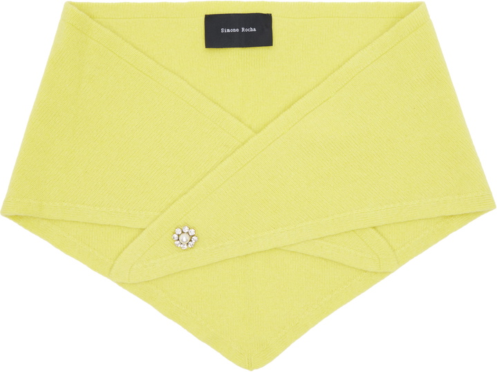 Photo: Simone Rocha Green Embellished Cashmere Neckerchief Scarf