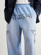Satoshi Nakamoto - Straight-Leg Studded Cotton-Jersey Sweatpants - Blue