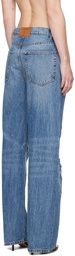 Alexander Wang Blue Laser-Distressed Logo Jeans