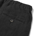 Barena - Charcoal Cropped Tapered Slub Linen and Cotton-Blend Trousers - Men - Black
