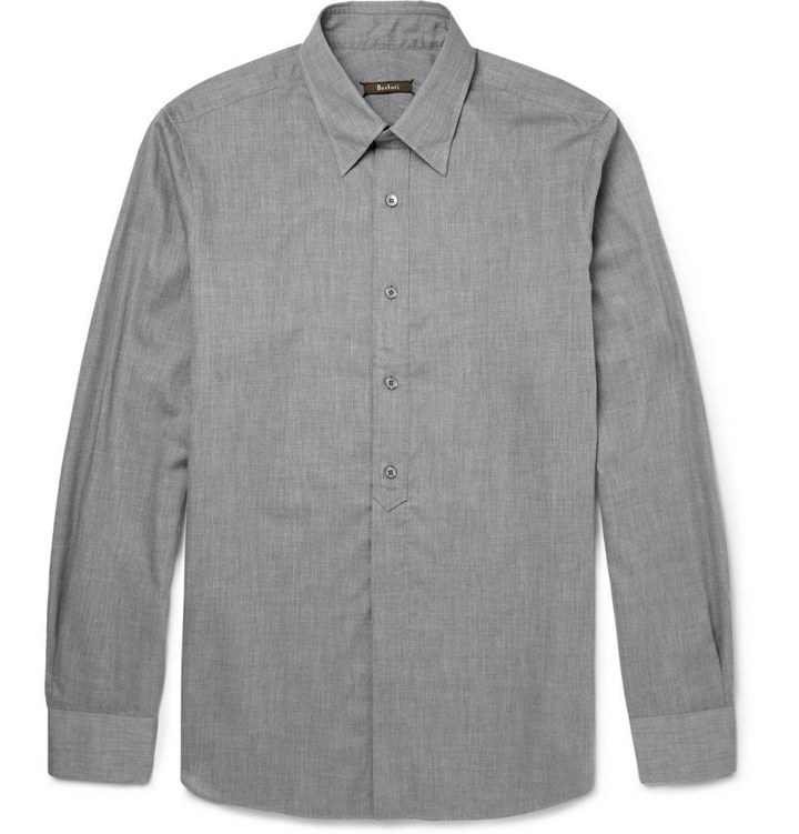 Photo: Berluti - Herringbone Cotton-Flannel Shirt - Men - Gray