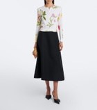 Oscar de la Renta Floral jacquard cotton-blend cardigan