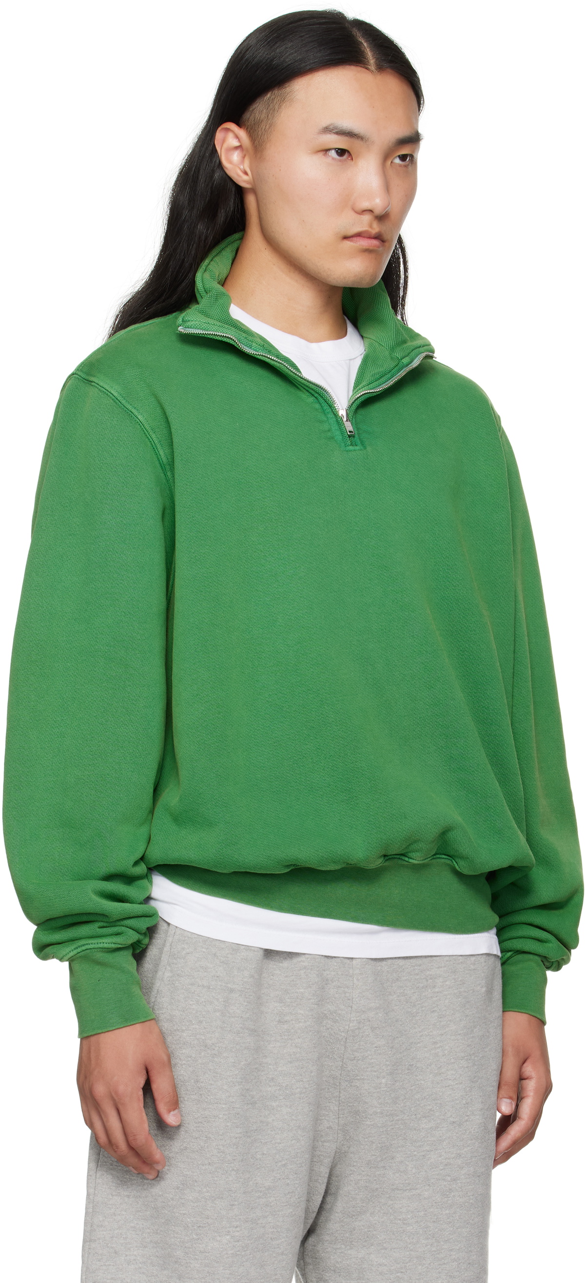 Les Tien Green Heavyweight Banded Yacht Sweatshirt