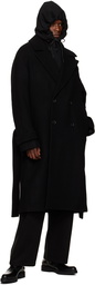 Juun.J Black Hoodie Maxi Coat