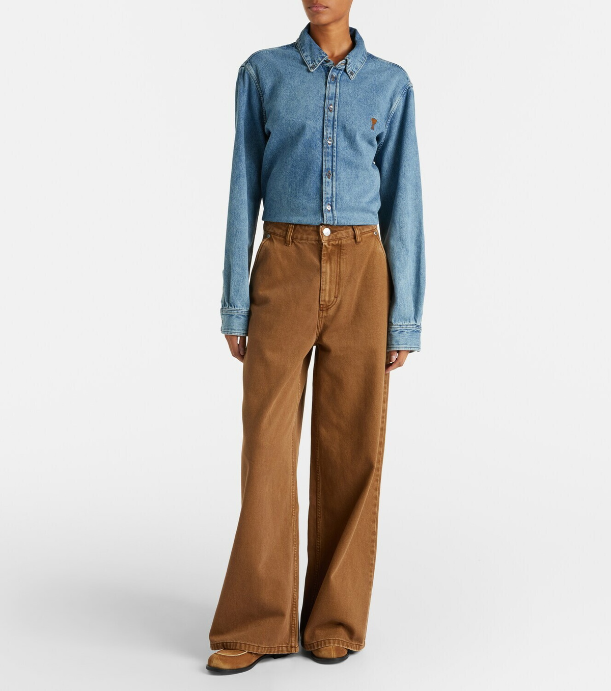 Ami Paris Cotton twill wide-leg pants