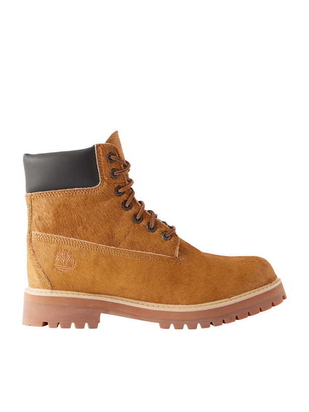 Photo: Timberland - Heritage Leather-Trimmed Calf-Hair Lace-Up Boots - Brown