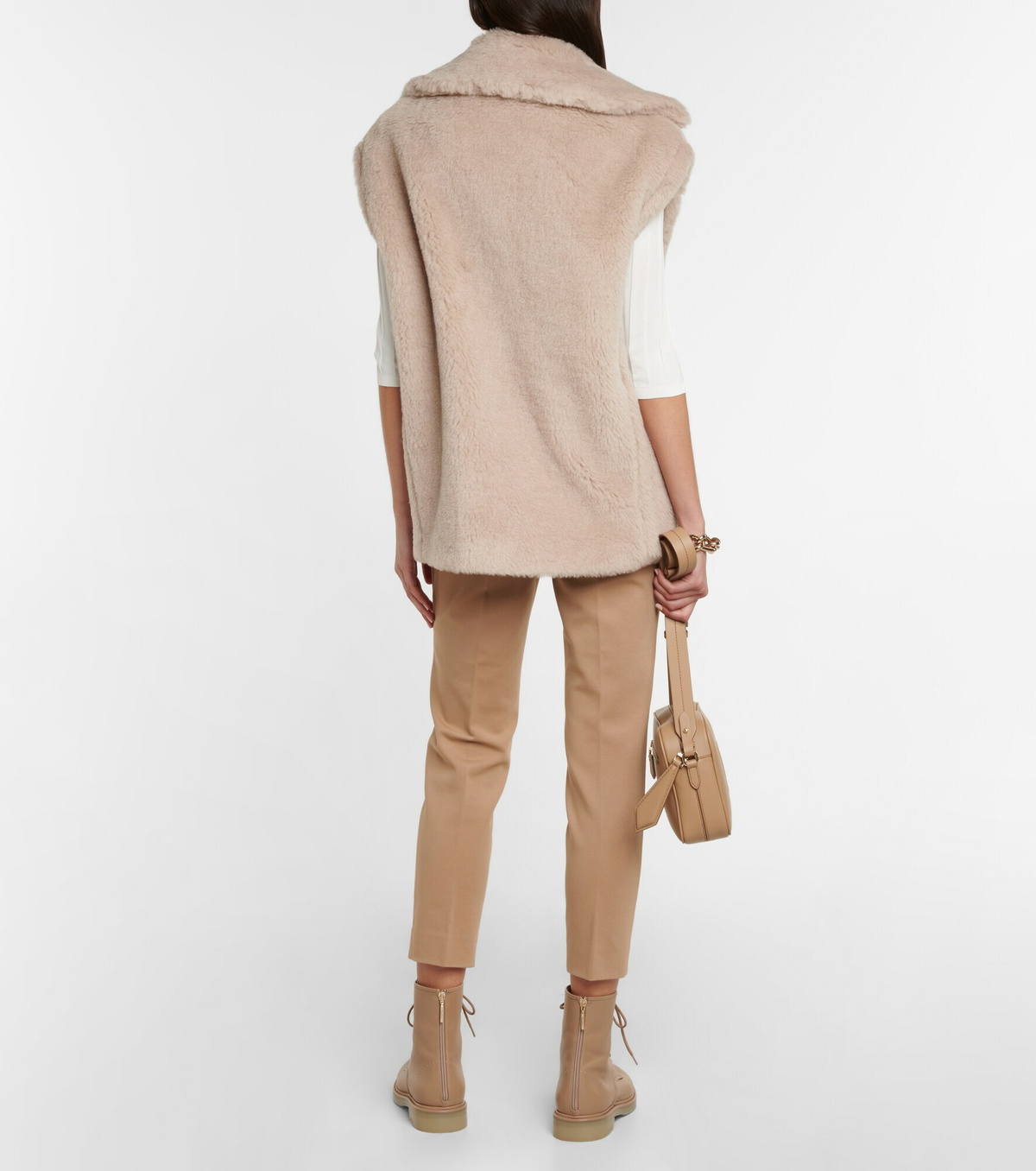 コート Max Mara LANOSO TEDDY WAISTCOAT Teddy-fabric gilet cape, colonial | 