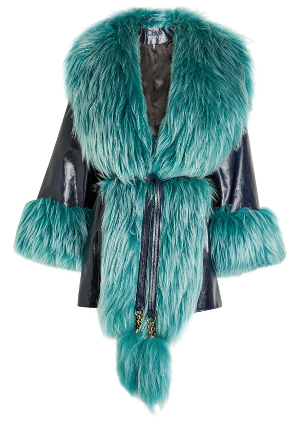 Photo: Chloe Shearling-embellished Leather Jacket Blue