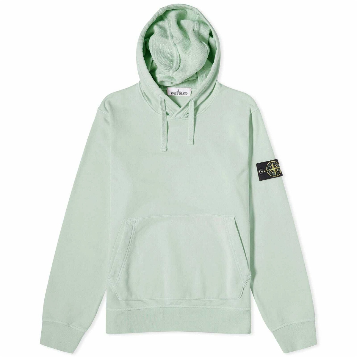 Photo: Stone Island Men's Garment Dyed Popover Hoodie in Light Green