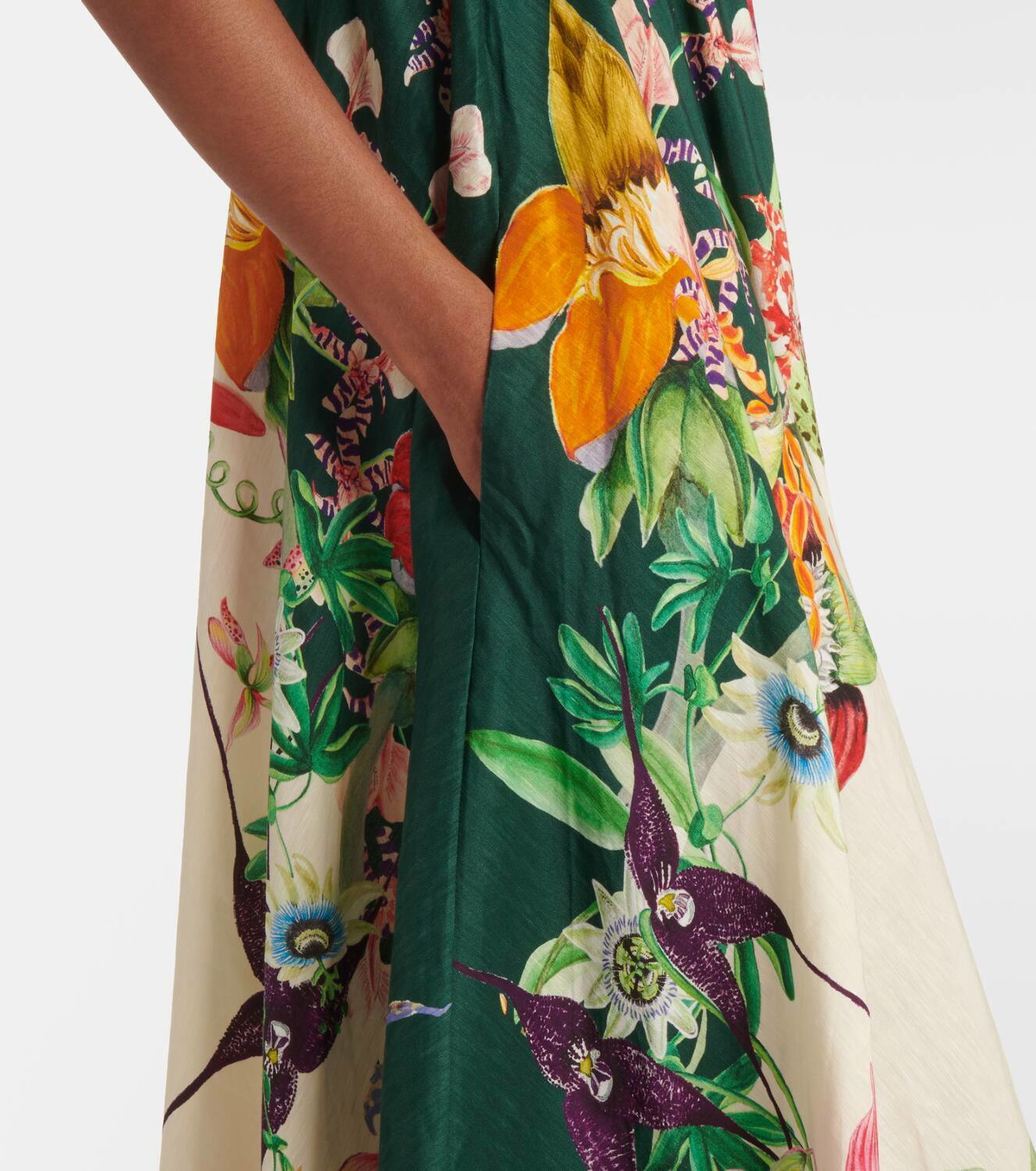 Almais Aggie floral linen-blend midi dress ALMAIS Almais Aggie floral linen-blend midi dress ALMAIS